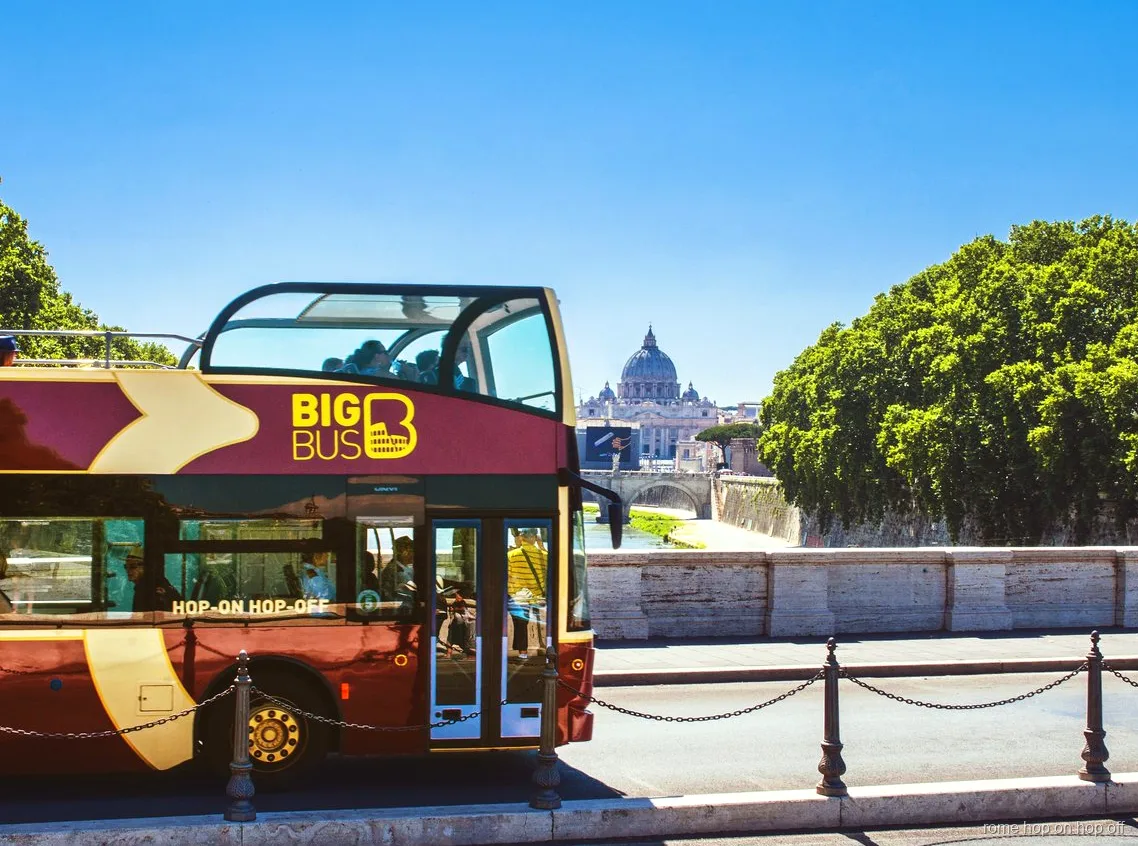 Passengers boarding the Rome hop-on hop-off bus tour at Termini Station